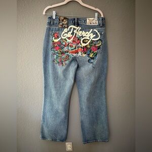 NWT Ed Hardy Heart Dragon Tiger Rose Baggy Jeans Size 30 NWT